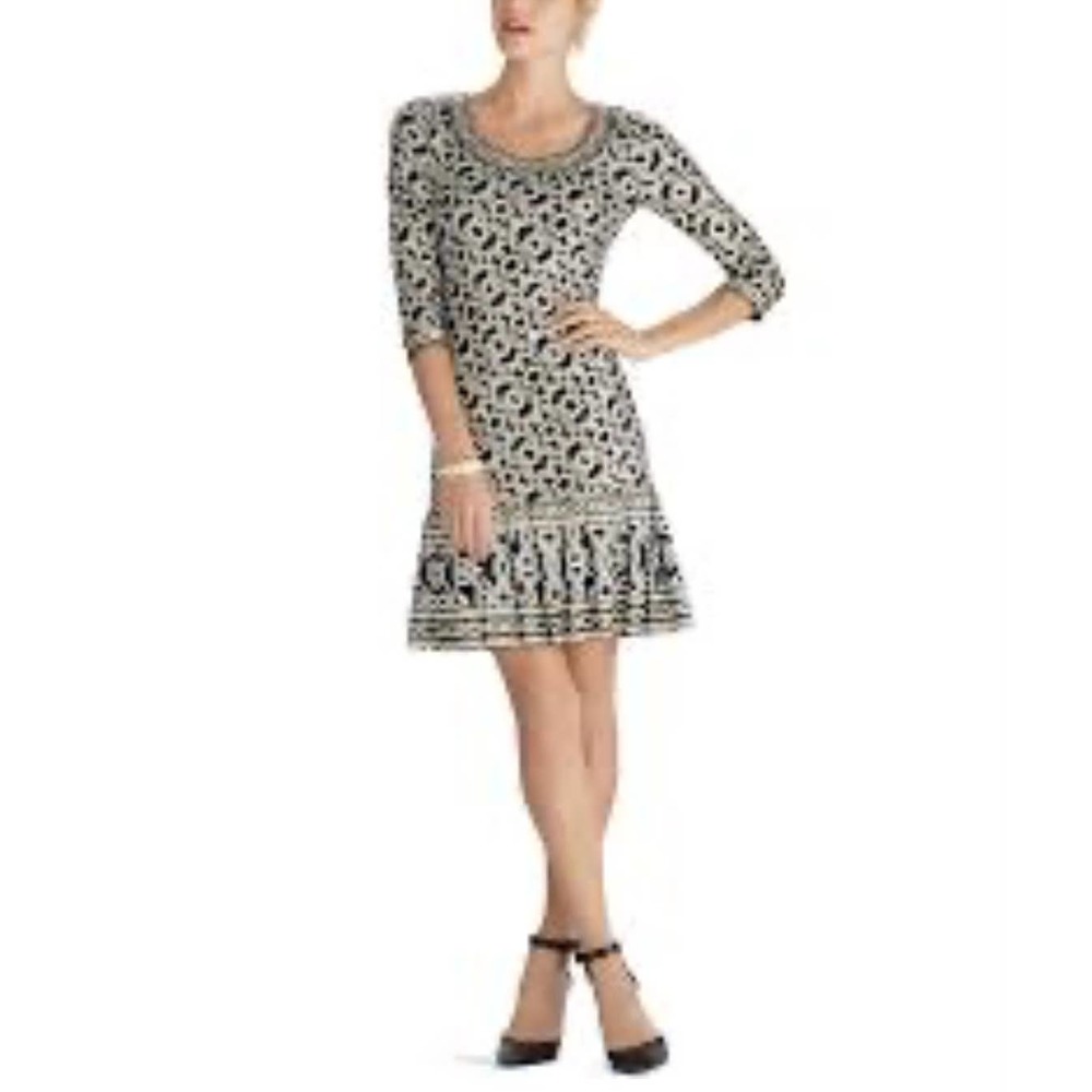 White House Black Market 3/4 Sleeve Pleated Chemise Dress, Size XS